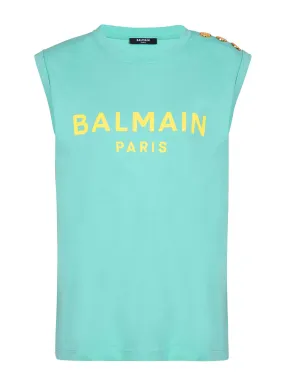 BALMAIN  Débardeur imprimé balmain paris - Bleu