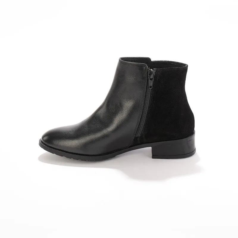 Boots cuir bi-matière détail rivet