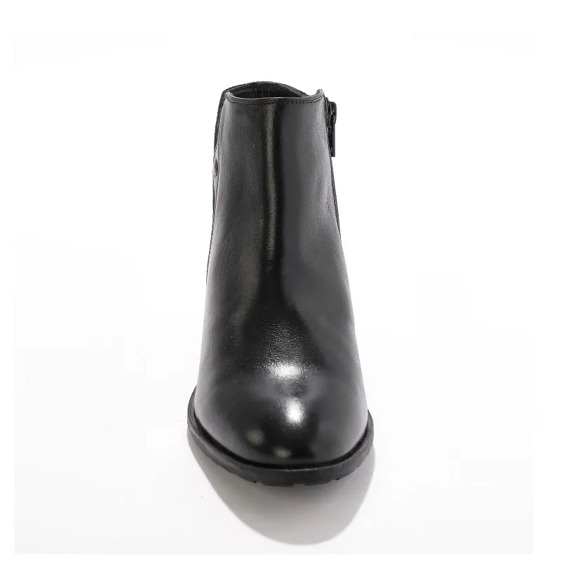 Boots cuir bi-matière détail rivet