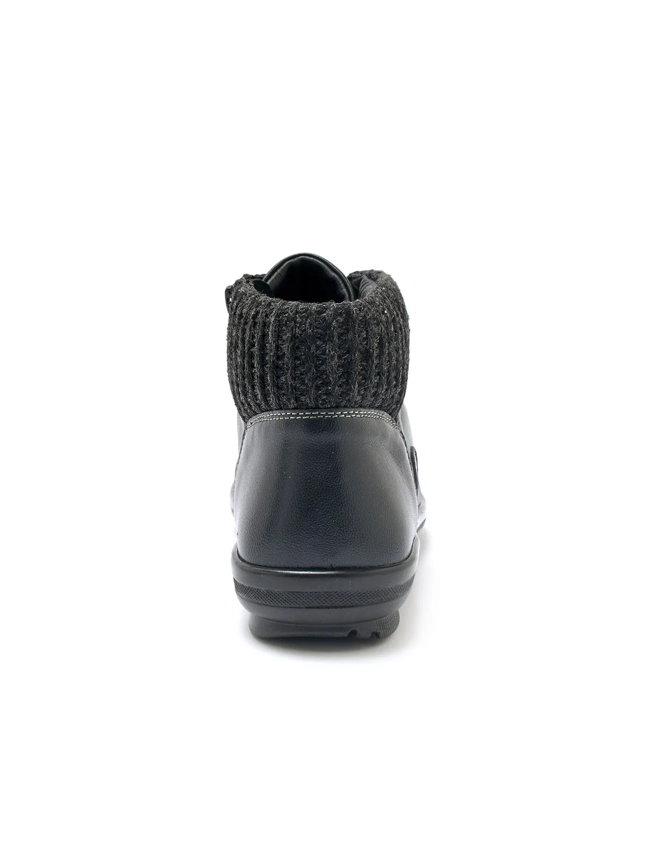 Boots cuir col en tricot