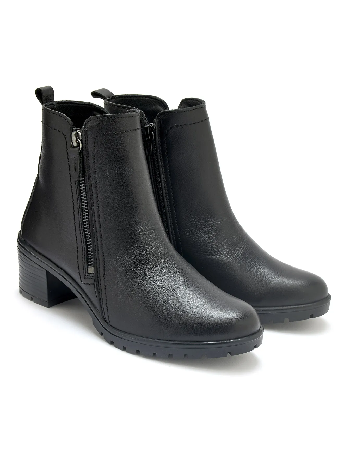 Boots cuir double zip