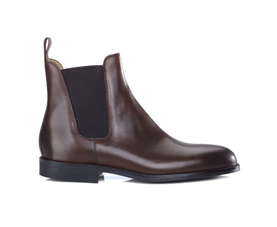 Boots cuir homme Chocolat Patiné Flager Gomme Ville