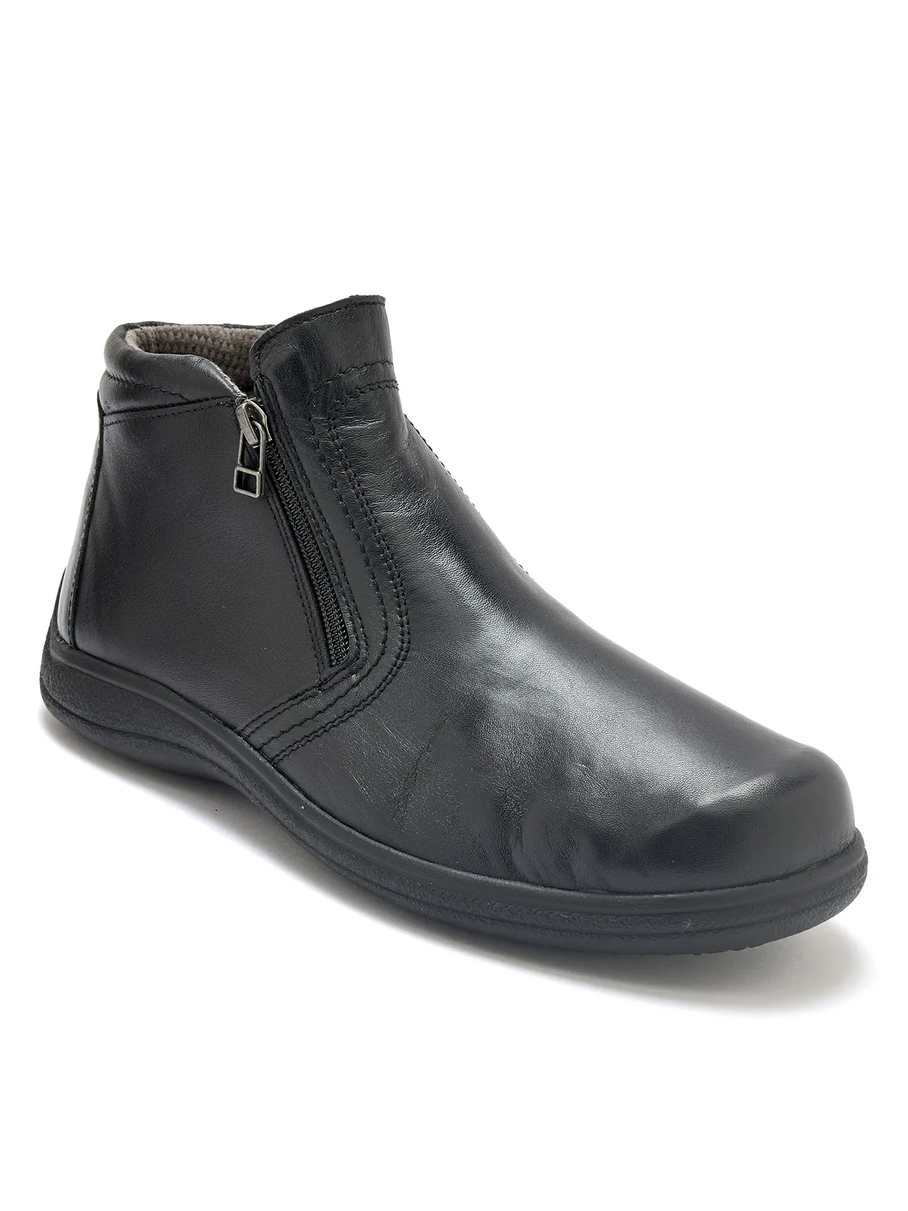 Boots double zip cuir extensible