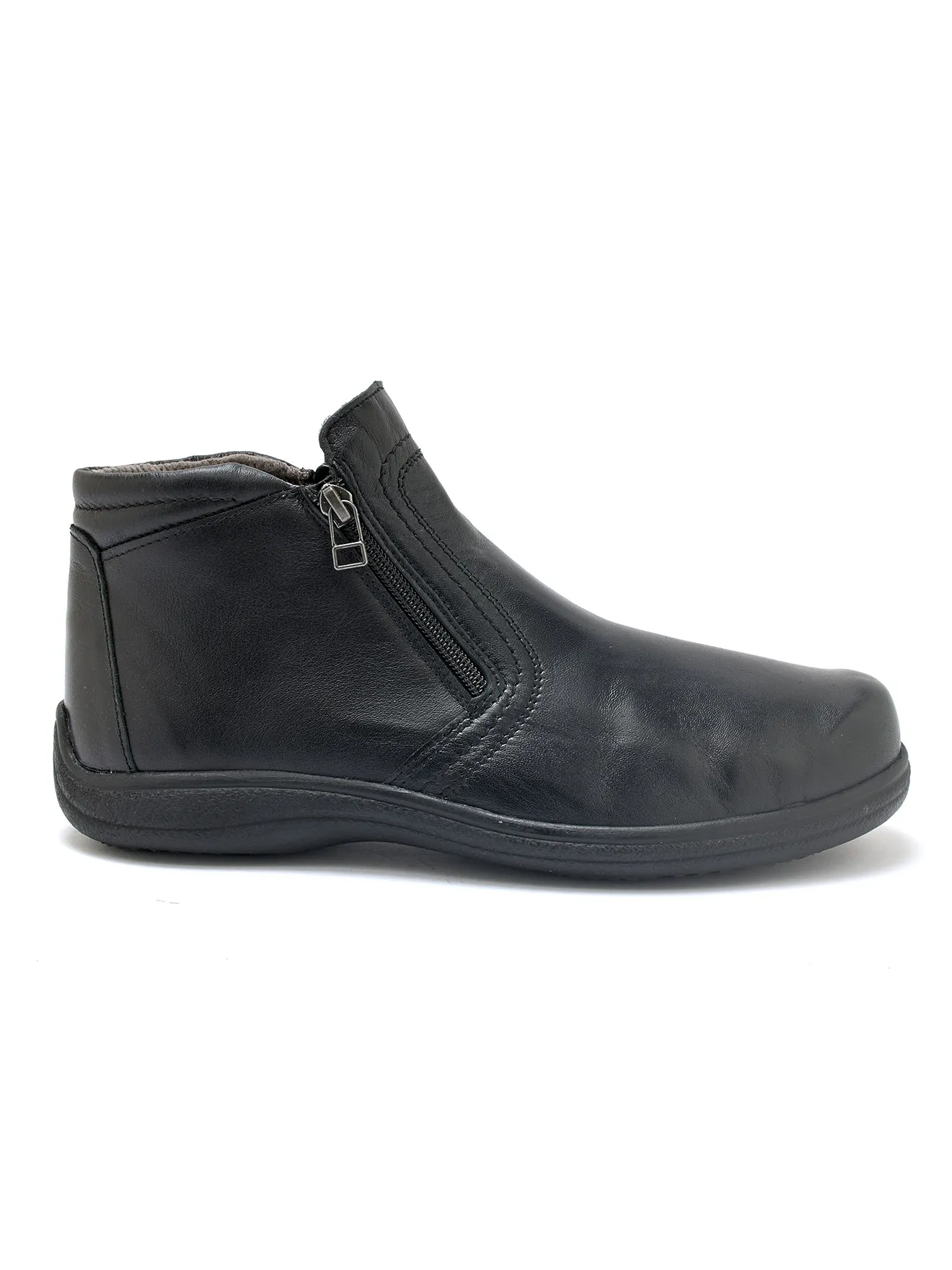 Boots double zip cuir extensible