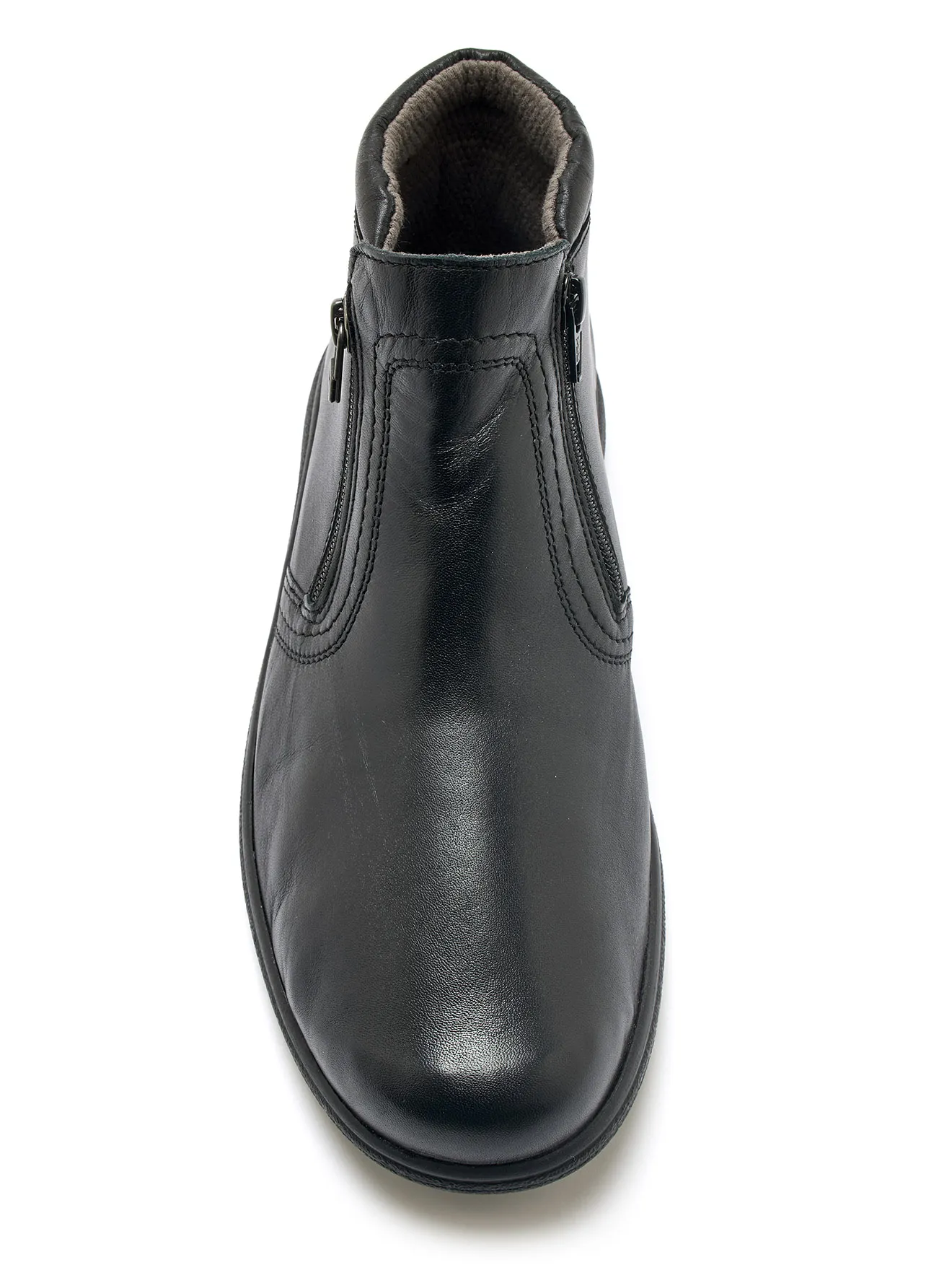 Boots double zip cuir extensible