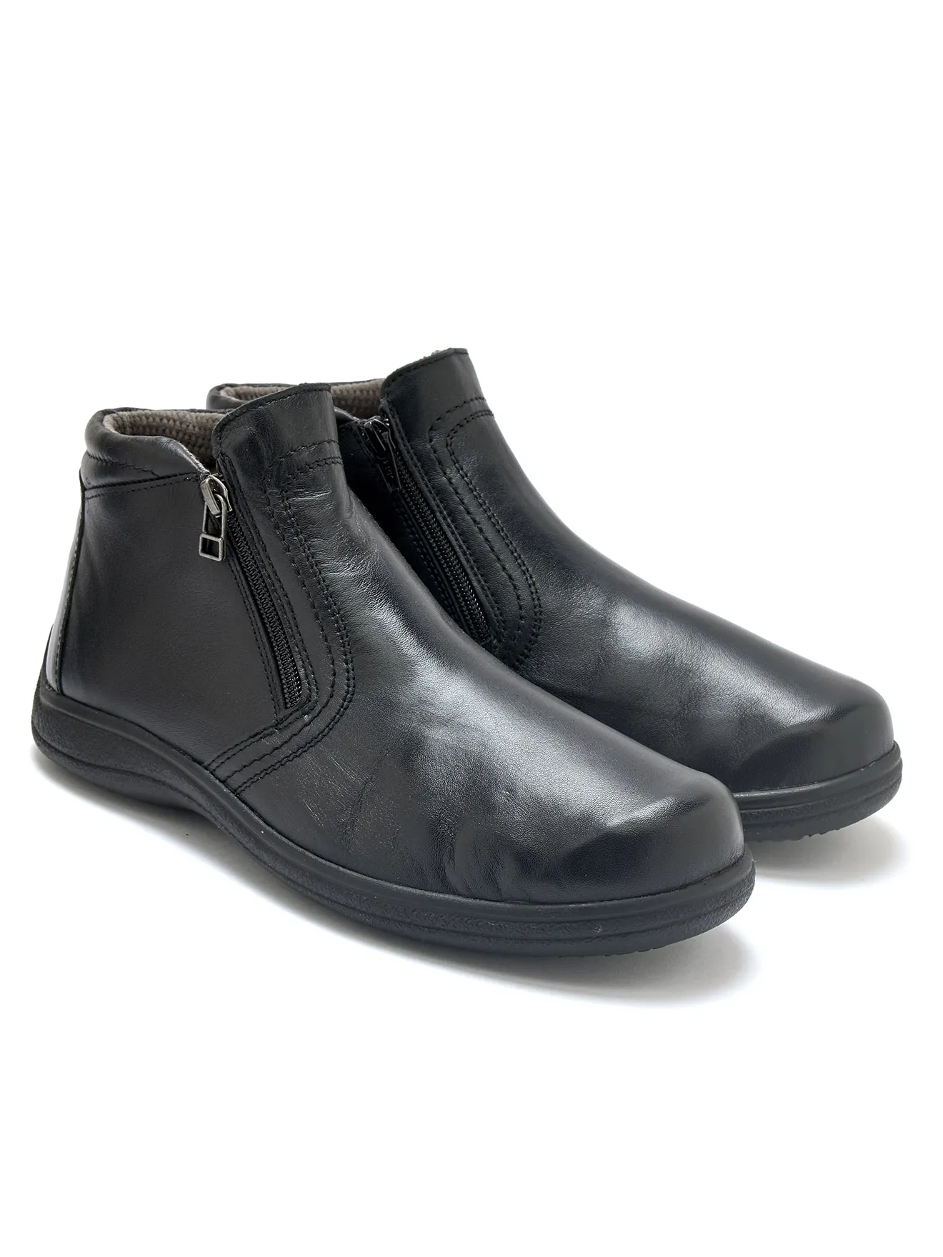 Boots double zip cuir extensible