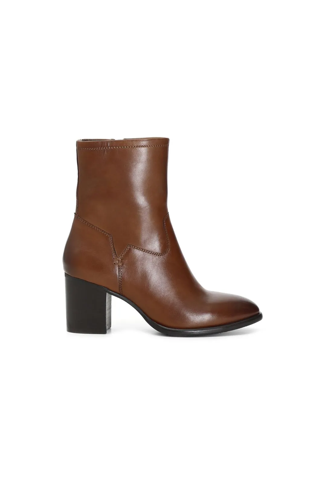 boots en cuir avec talon mi-haut - CafèNoir