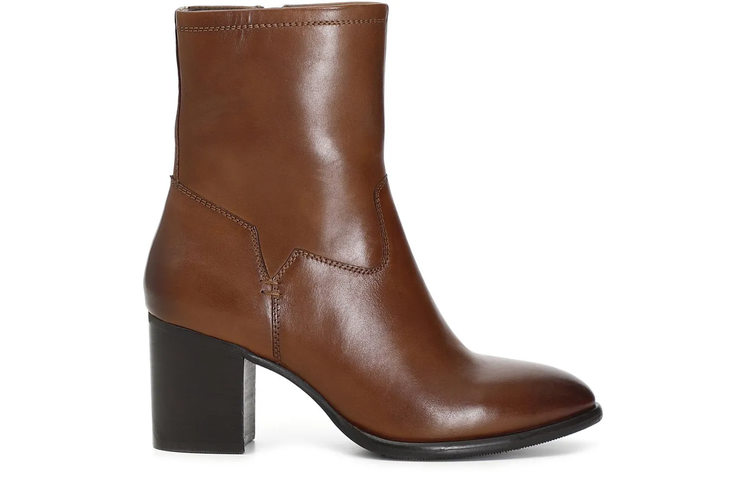 boots en cuir avec talon mi-haut - CafèNoir