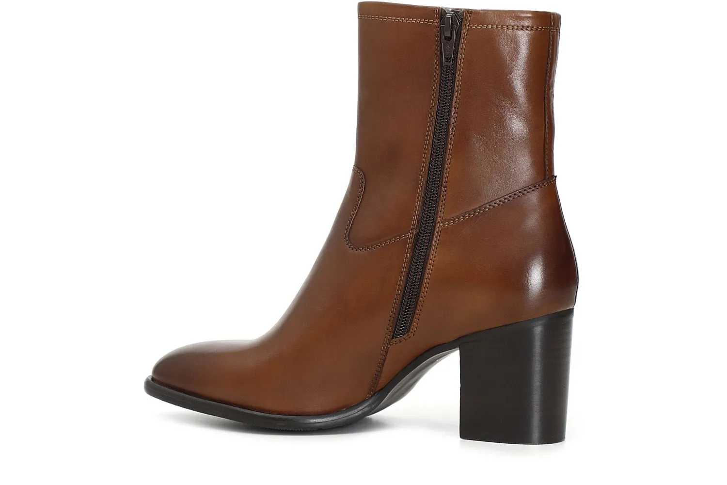 boots en cuir avec talon mi-haut - CafèNoir