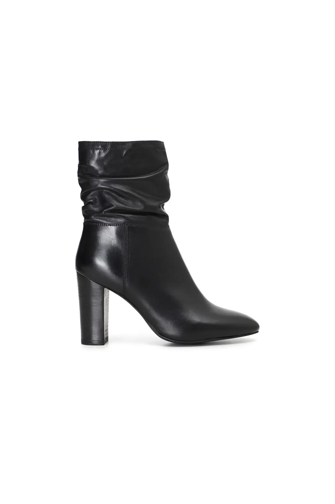 boots en cuir avec tige plissée et haut talon - CafèNoir