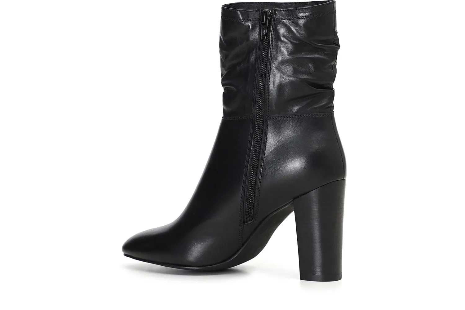 boots en cuir avec tige plissée et haut talon - CafèNoir