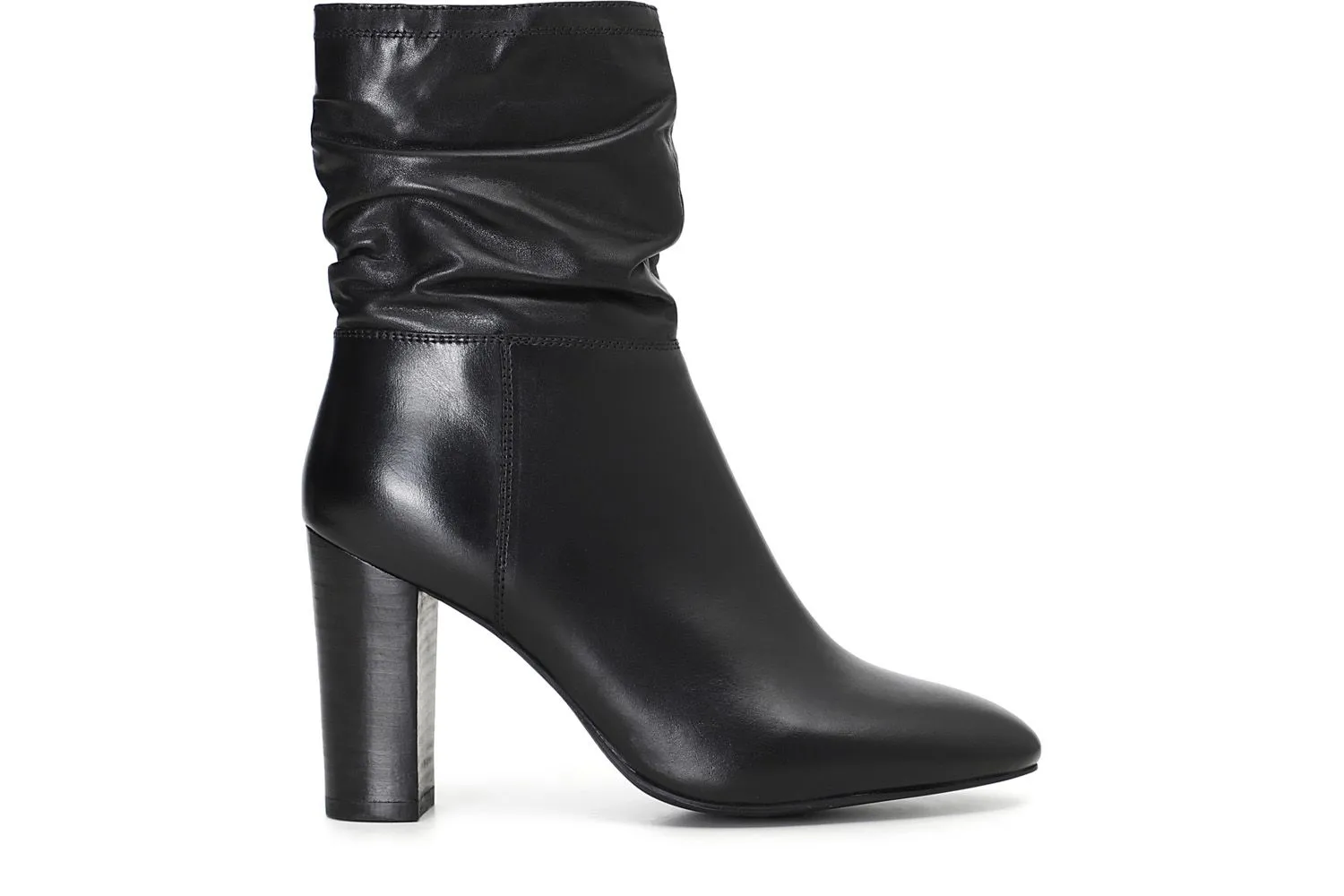 boots en cuir avec tige plissée et haut talon - CafèNoir