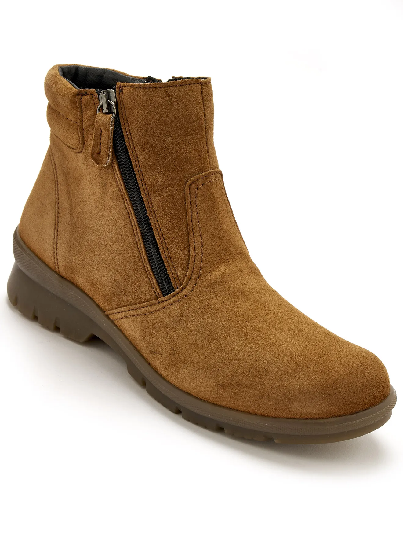 Boots en cuir extensible double zip