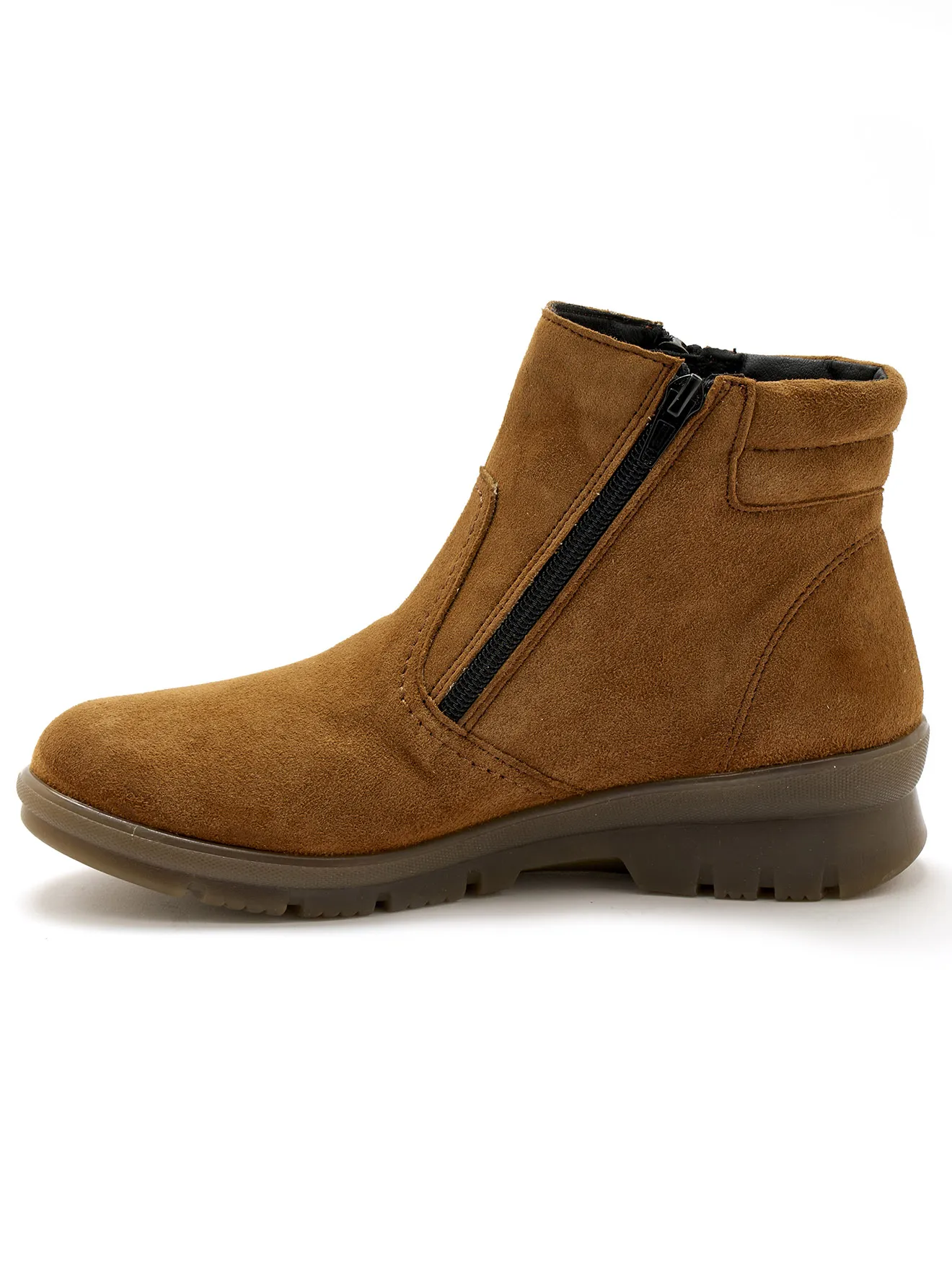 Boots en cuir extensible double zip