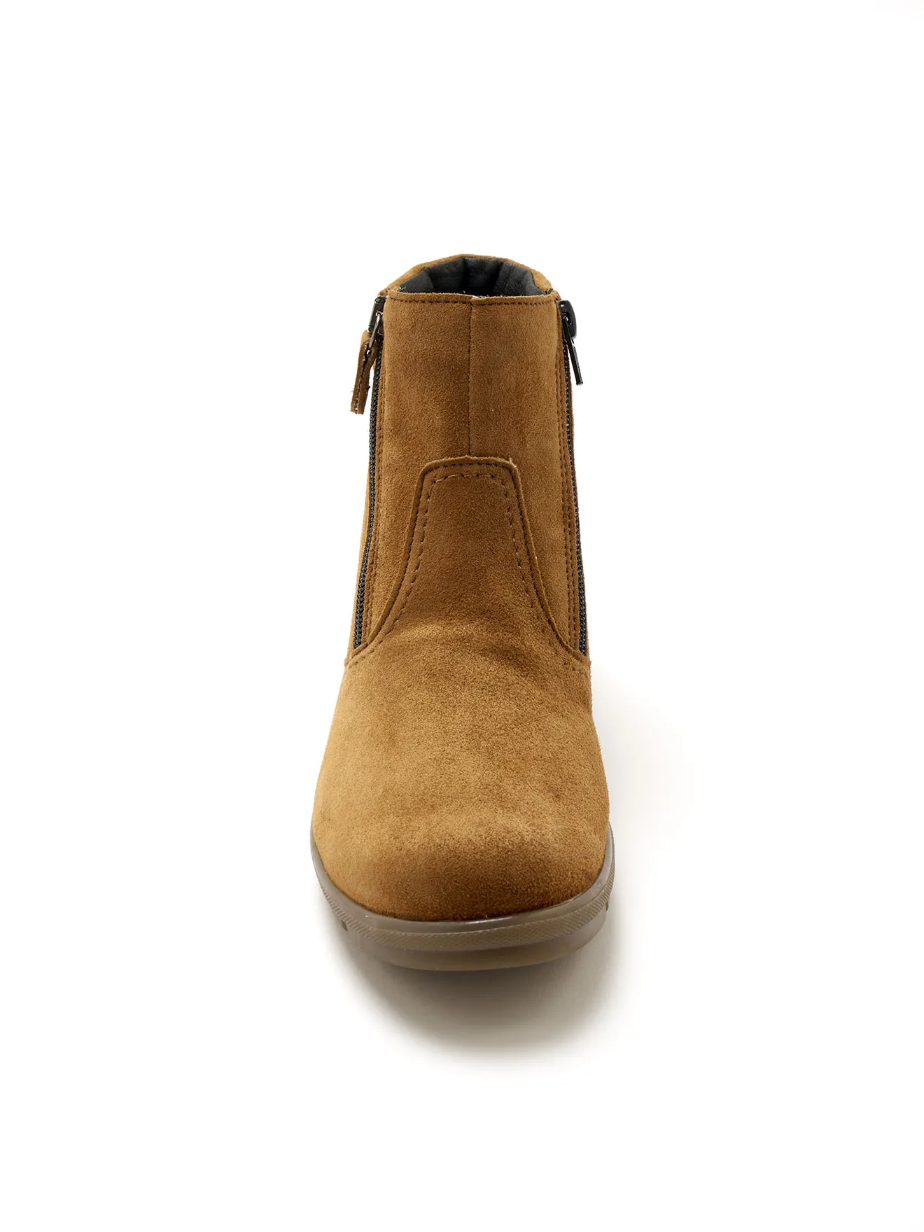 Boots en cuir extensible double zip