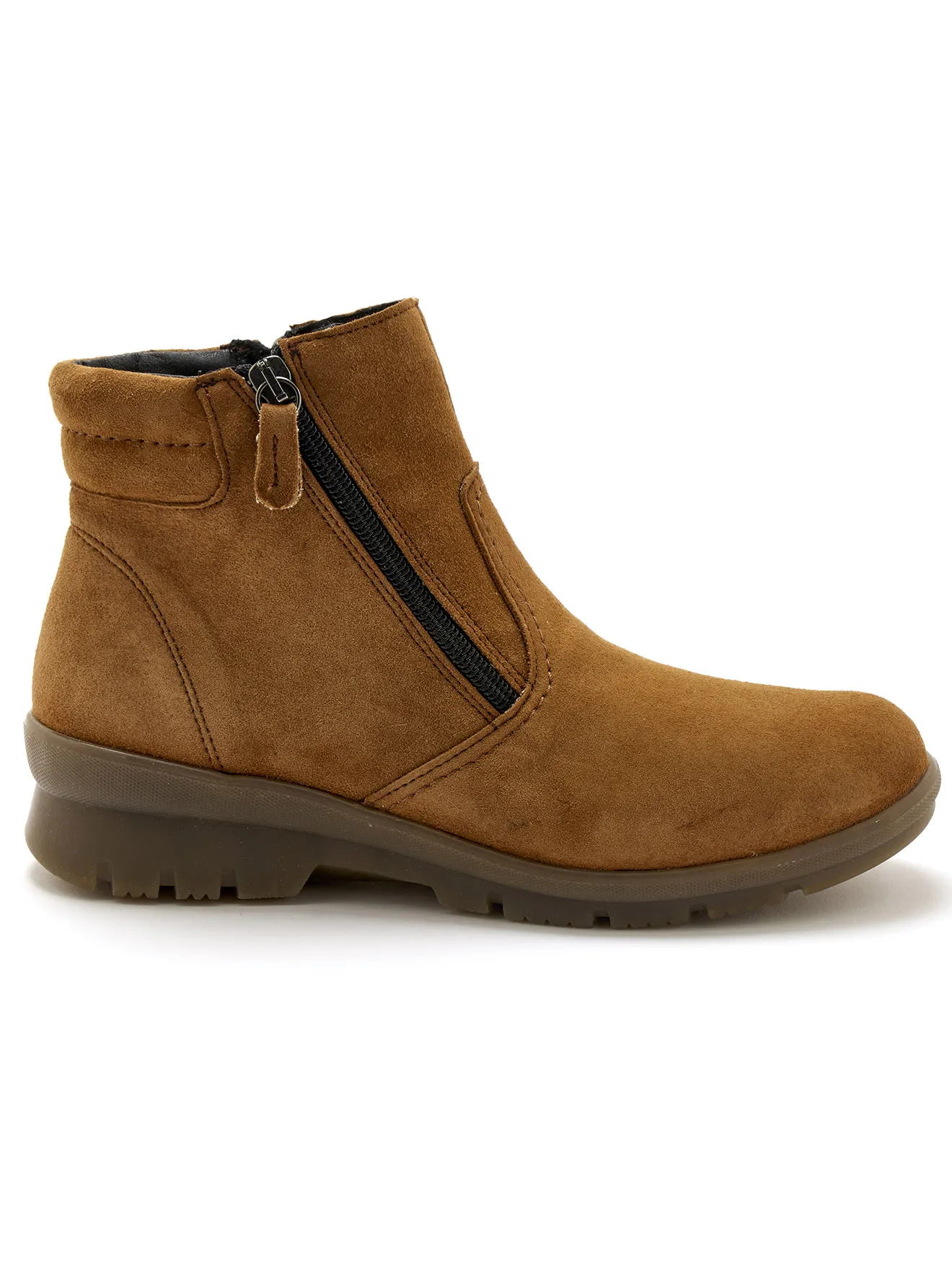 Boots en cuir extensible double zip