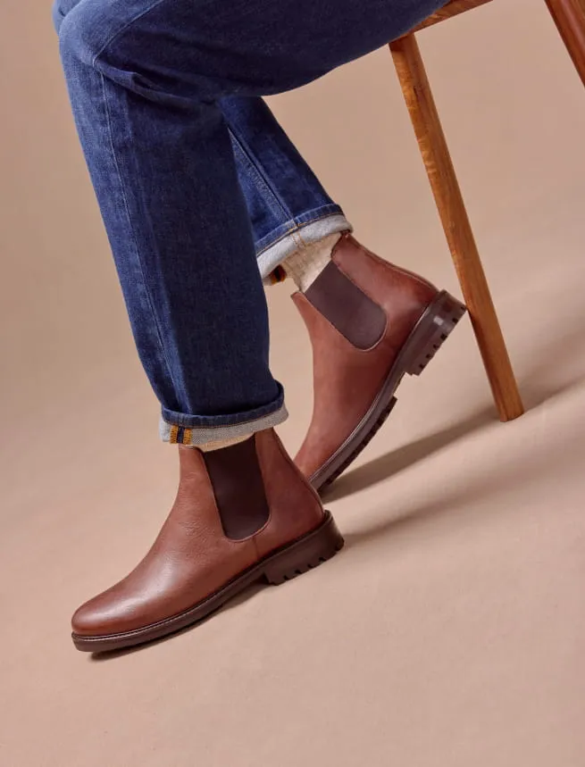 Boots en Cuir Grainé Homme Caribou - Modèle Chelsea Boots Commando