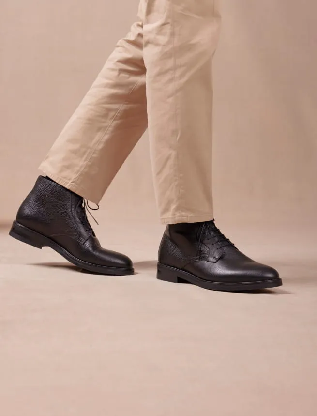 Boots en Cuir Grainé pour Homme Noir - Modèle Chukka Boots City