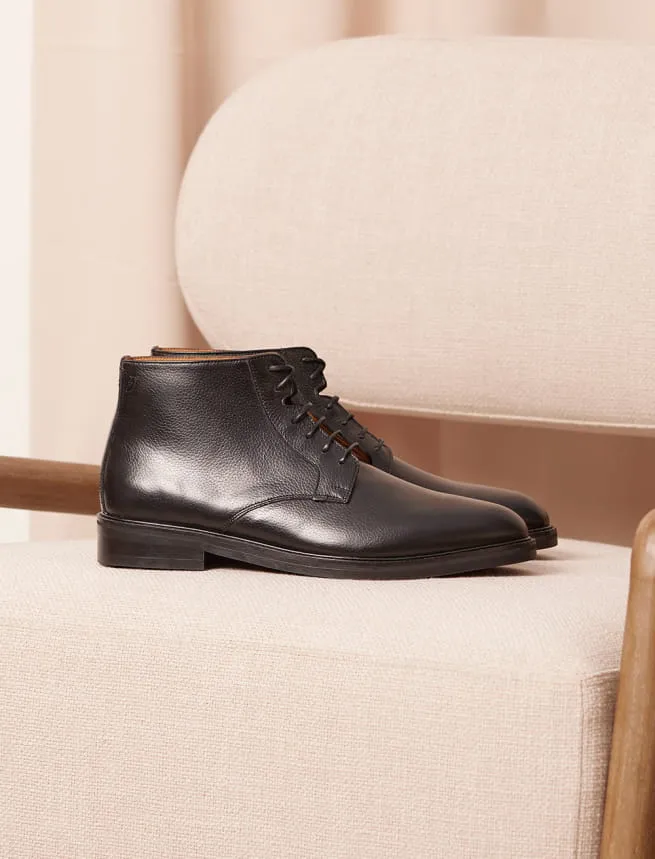 Boots en Cuir Grainé pour Homme Noir - Modèle Chukka Boots City