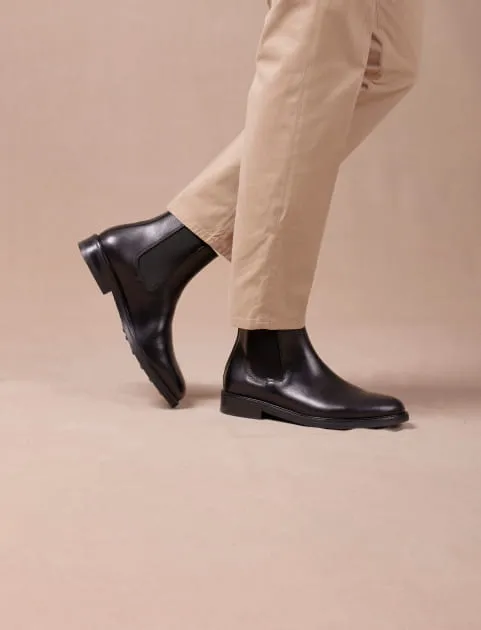 Boots en Cuir Lisse Noir pour Homme - Modèle Chelsea Boot City