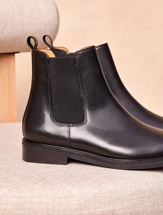 Boots en Cuir Lisse Noir pour Homme - Modèle Chelsea Boot City