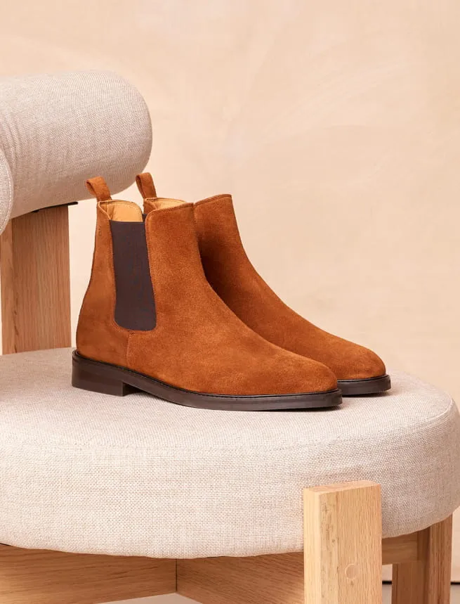 Boots en Cuir Suede Tabac pour Homme - Modèle Chelsea Boot City