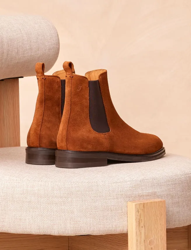 Boots en Cuir Suede Tabac pour Homme - Modèle Chelsea Boot City