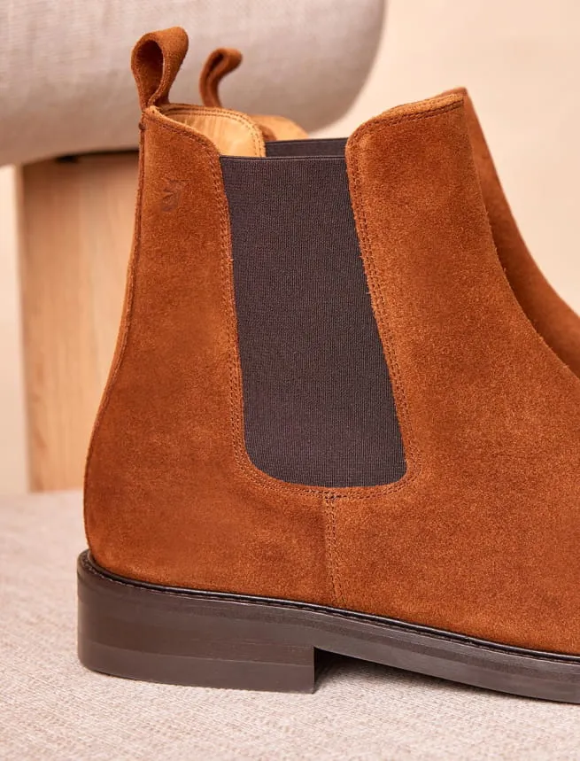 Boots en Cuir Suede Tabac pour Homme - Modèle Chelsea Boot City