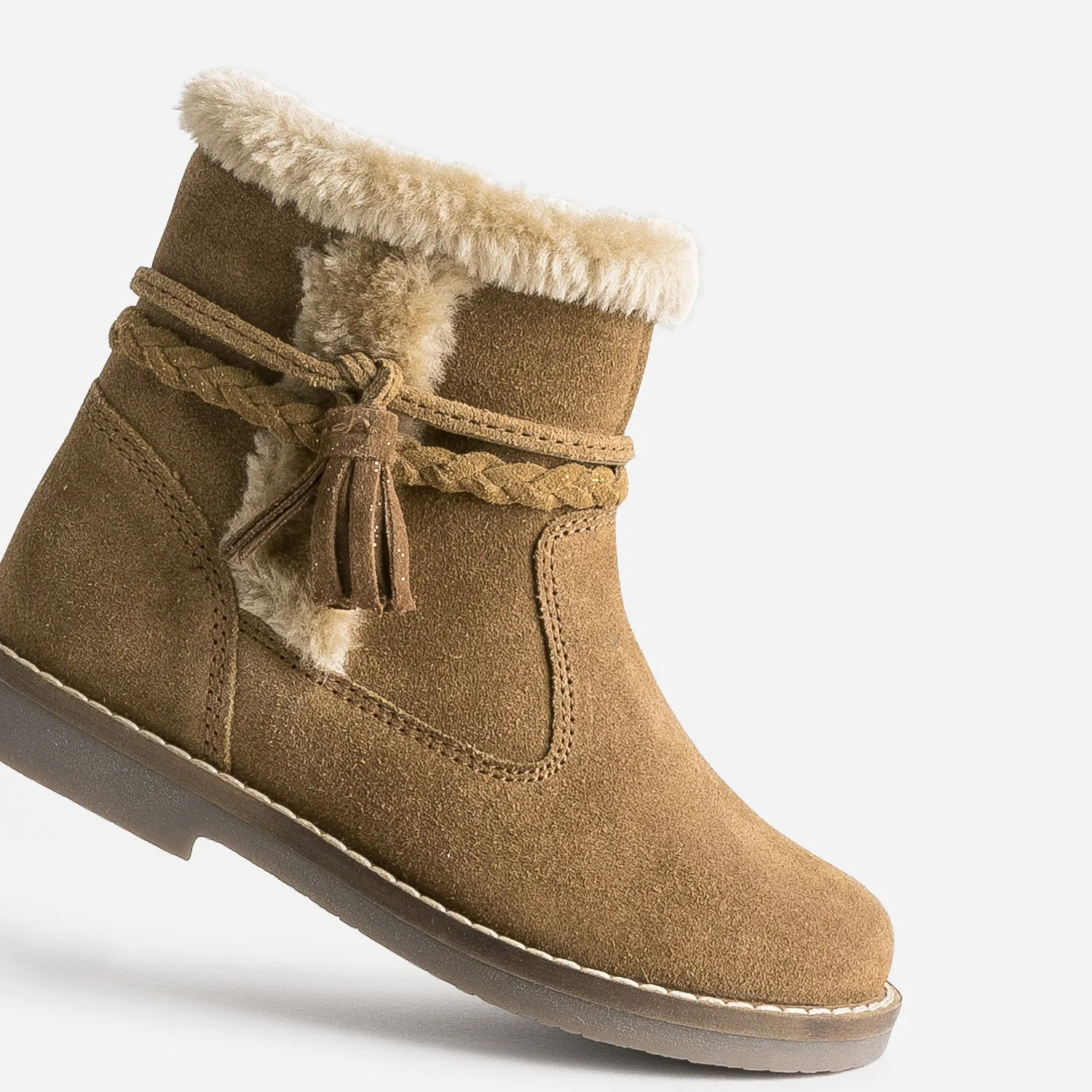 Boots fille BUGGY en croûte de cuir camel - Boots Enfant | ERAM