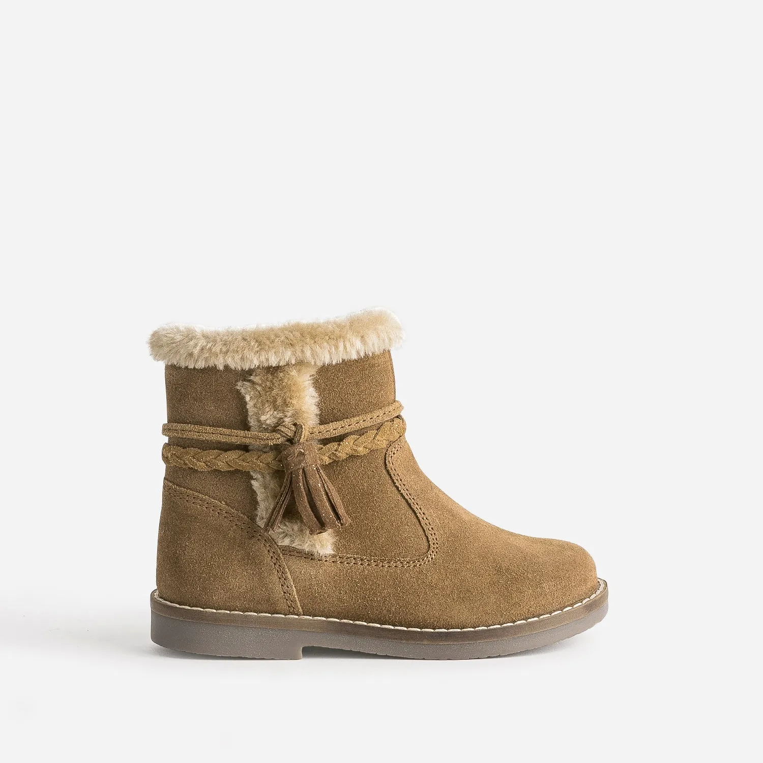 Boots fille BUGGY en croûte de cuir camel - Boots Enfant | ERAM