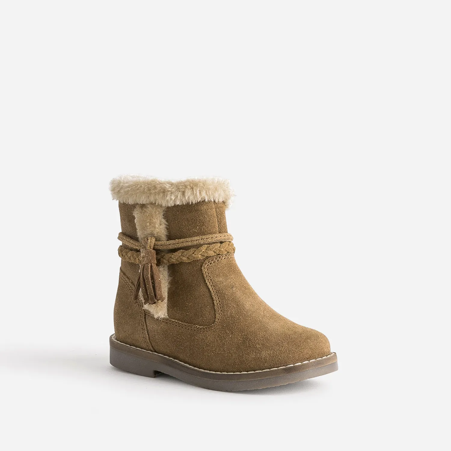 Boots fille BUGGY en croûte de cuir camel - Boots Enfant | ERAM