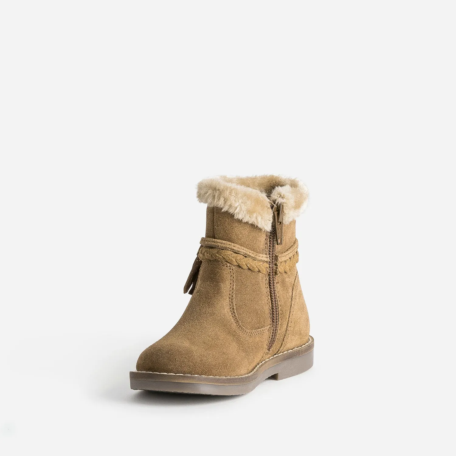 Boots fille BUGGY en croûte de cuir camel - Boots Enfant | ERAM