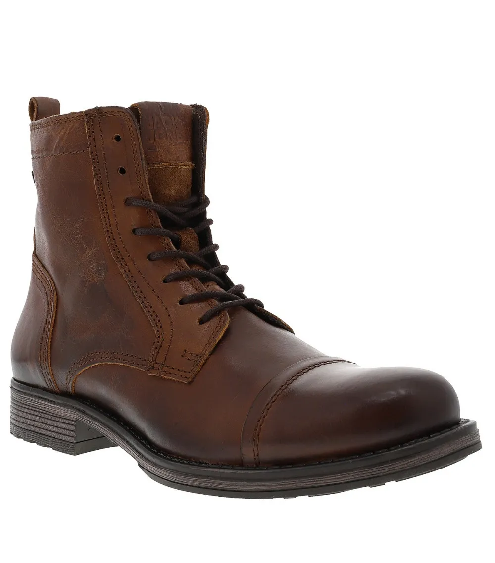 Boots hautes Jack & Jones JFW Russel marron foncé à effet usé