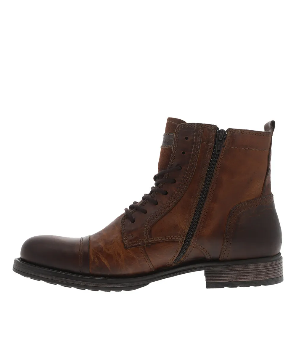 Boots hautes Jack & Jones JFW Russel marron foncé à effet usé