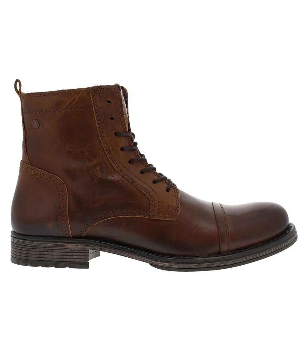 Boots hautes Jack & Jones JFW Russel marron foncé à effet usé