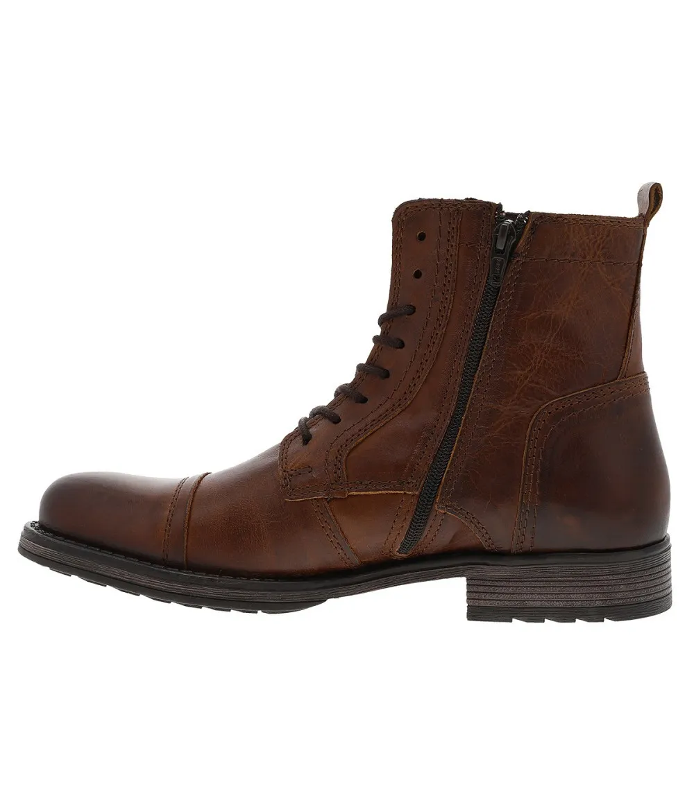 Boots hautes Jack & Jones JFW Russel marron foncé à effet usé