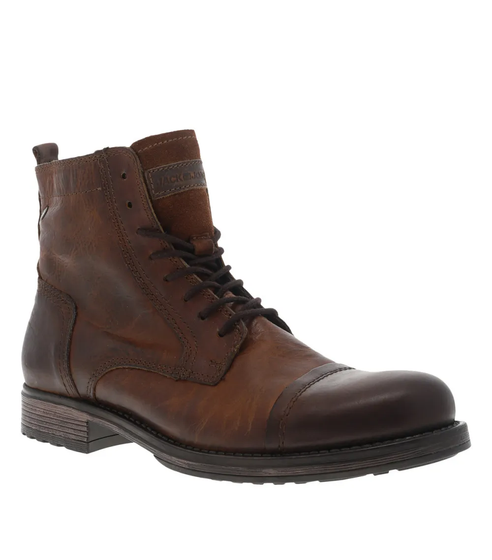 Boots hautes Jack & Jones JFW Russel marron foncé à effet usé