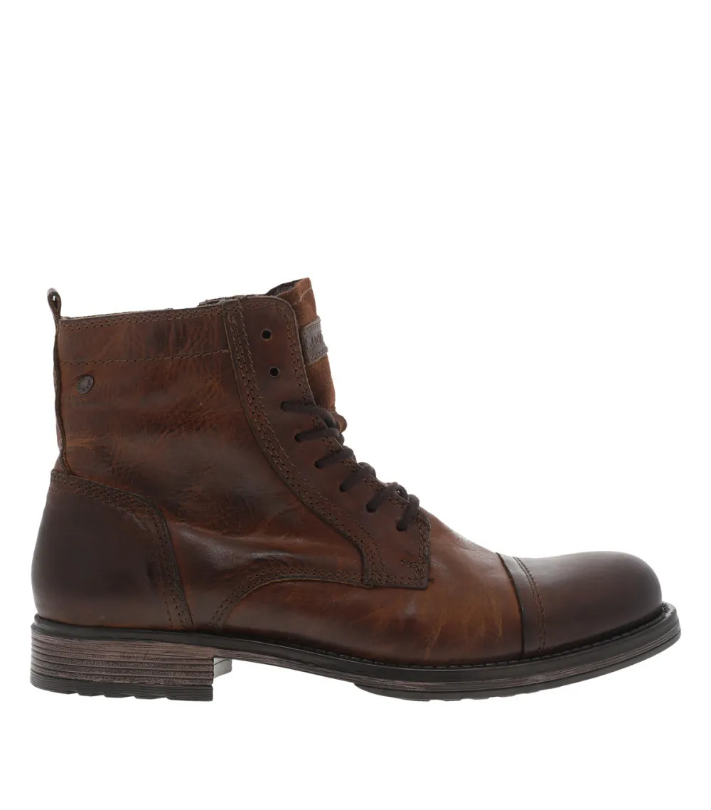 Boots hautes Jack & Jones JFW Russel marron foncé à effet usé