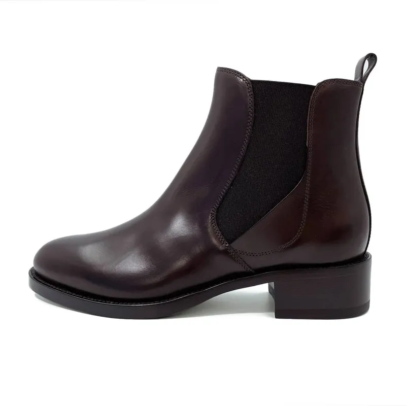 Boots italienne cuir lisse café Sartore