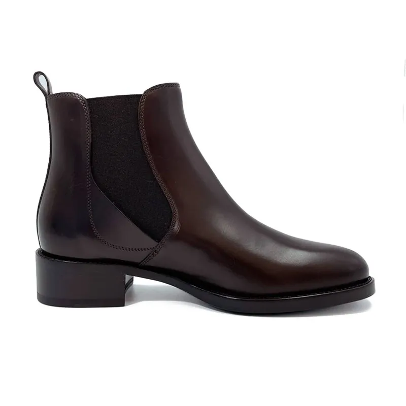 Boots italienne cuir lisse café Sartore