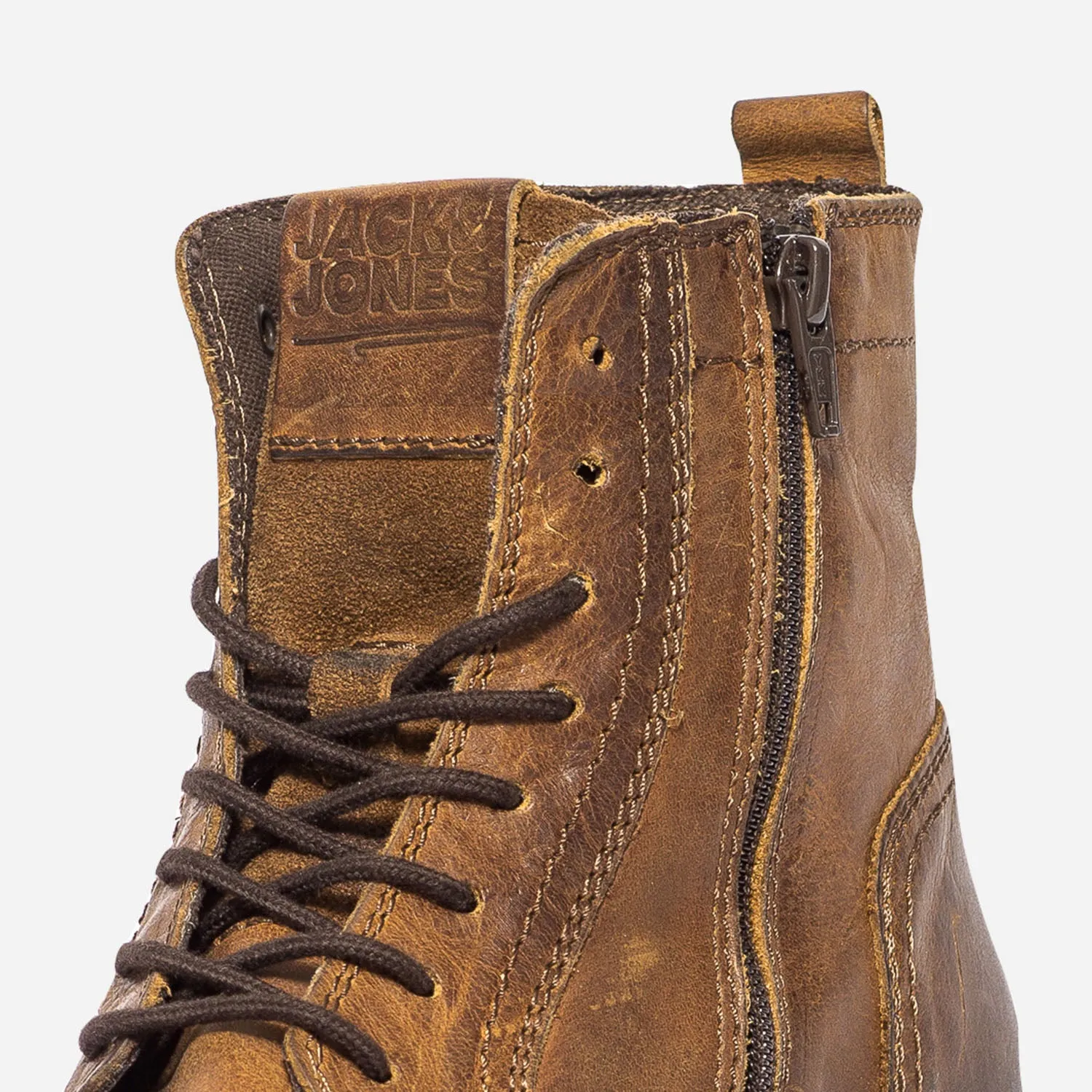 Boots JACK & JONES marron en cuir - Boots Homme | ERAM