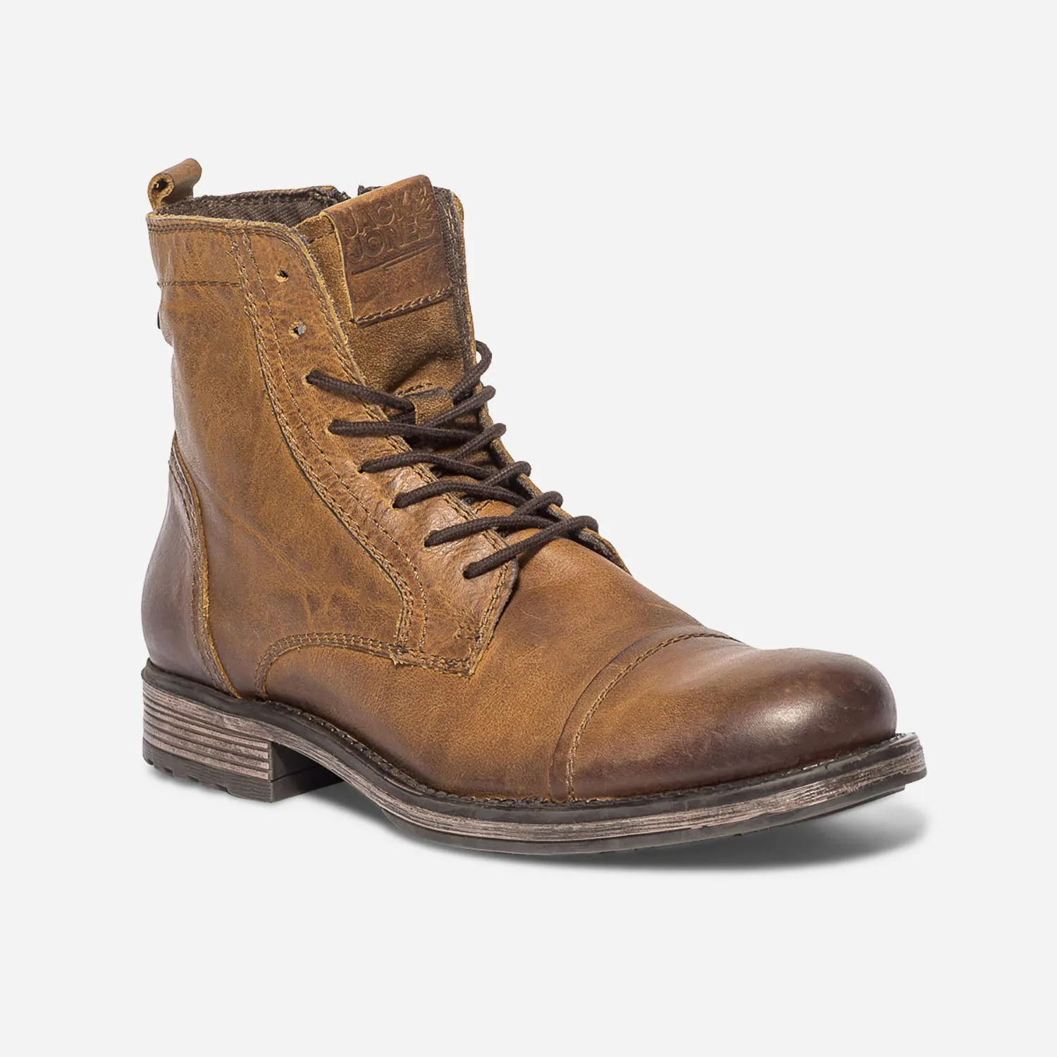 Boots JACK & JONES marron en cuir - Boots Homme | ERAM