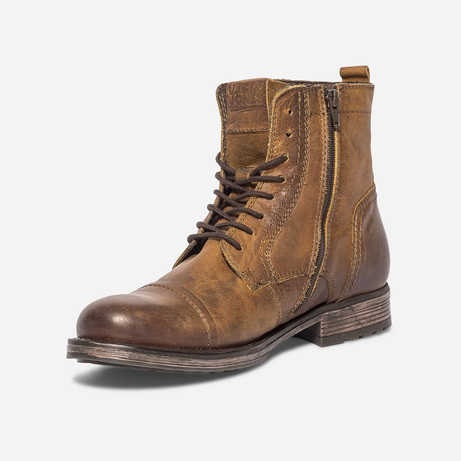 Boots JACK & JONES marron en cuir - Boots Homme | ERAM