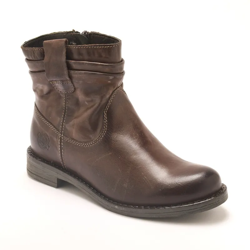 Boots plissées en cuir femme