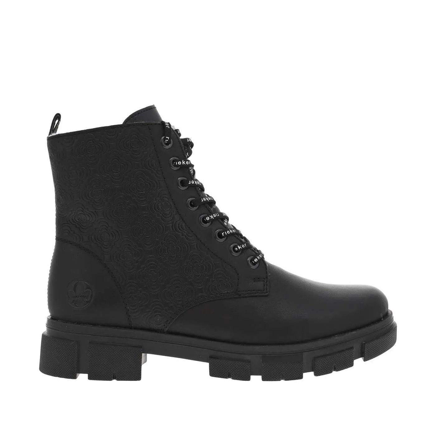 Boots simili cuir noir fourrées, à semelle épaisse, lacets fins et zip latéral