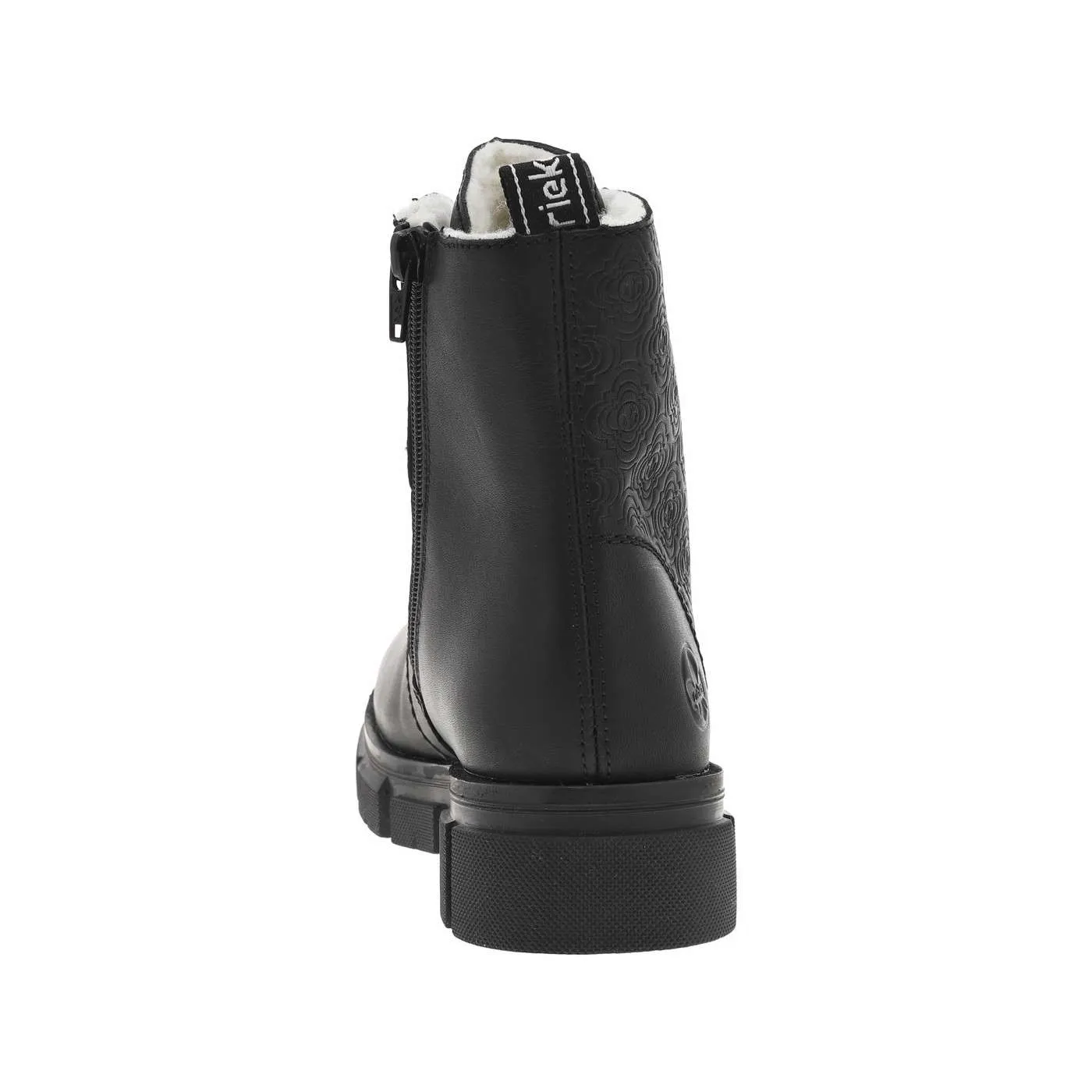 Boots simili cuir noir fourrées, à semelle épaisse, lacets fins et zip latéral