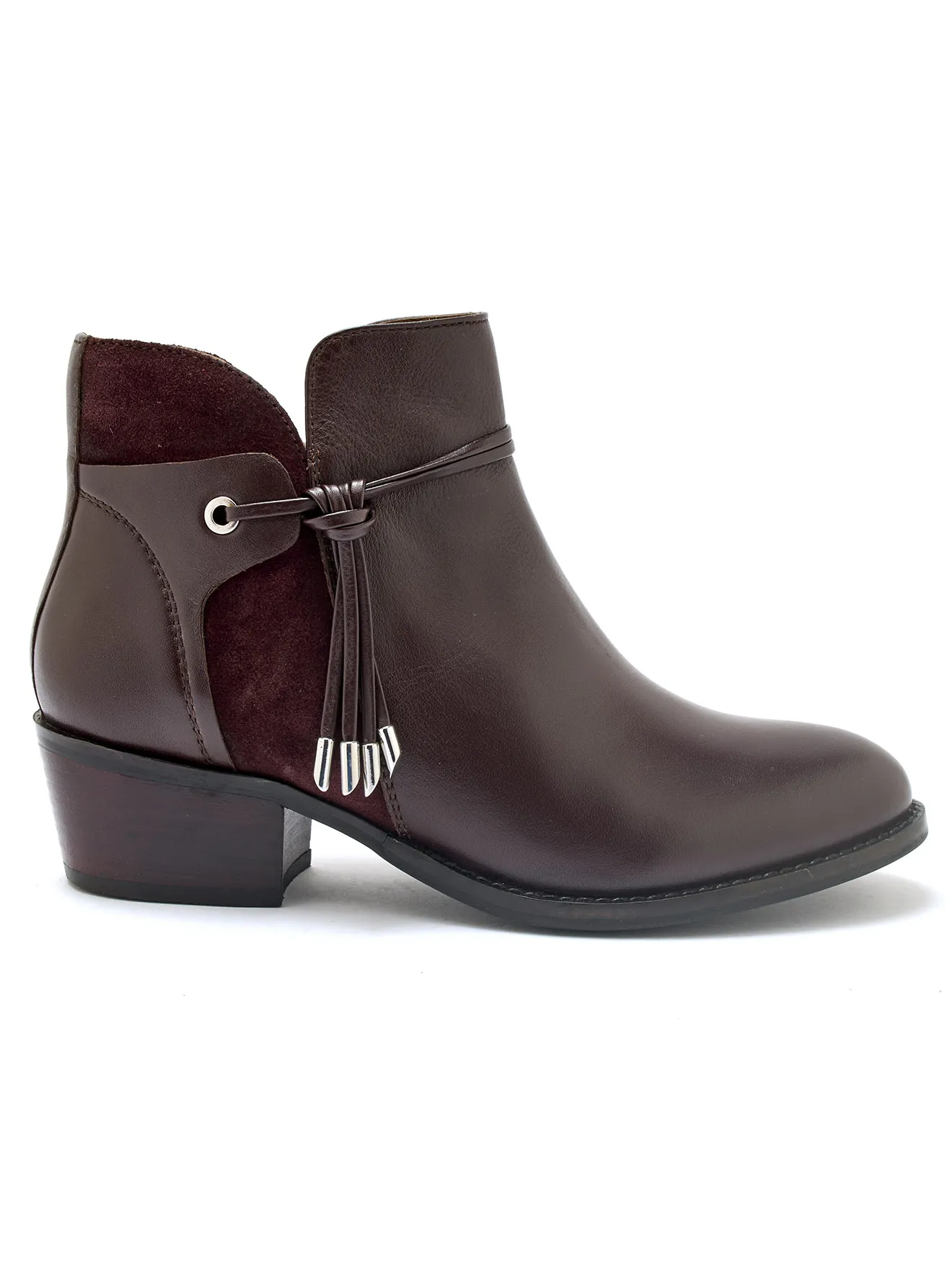 Boots zippées cuir lisse et cuir velours