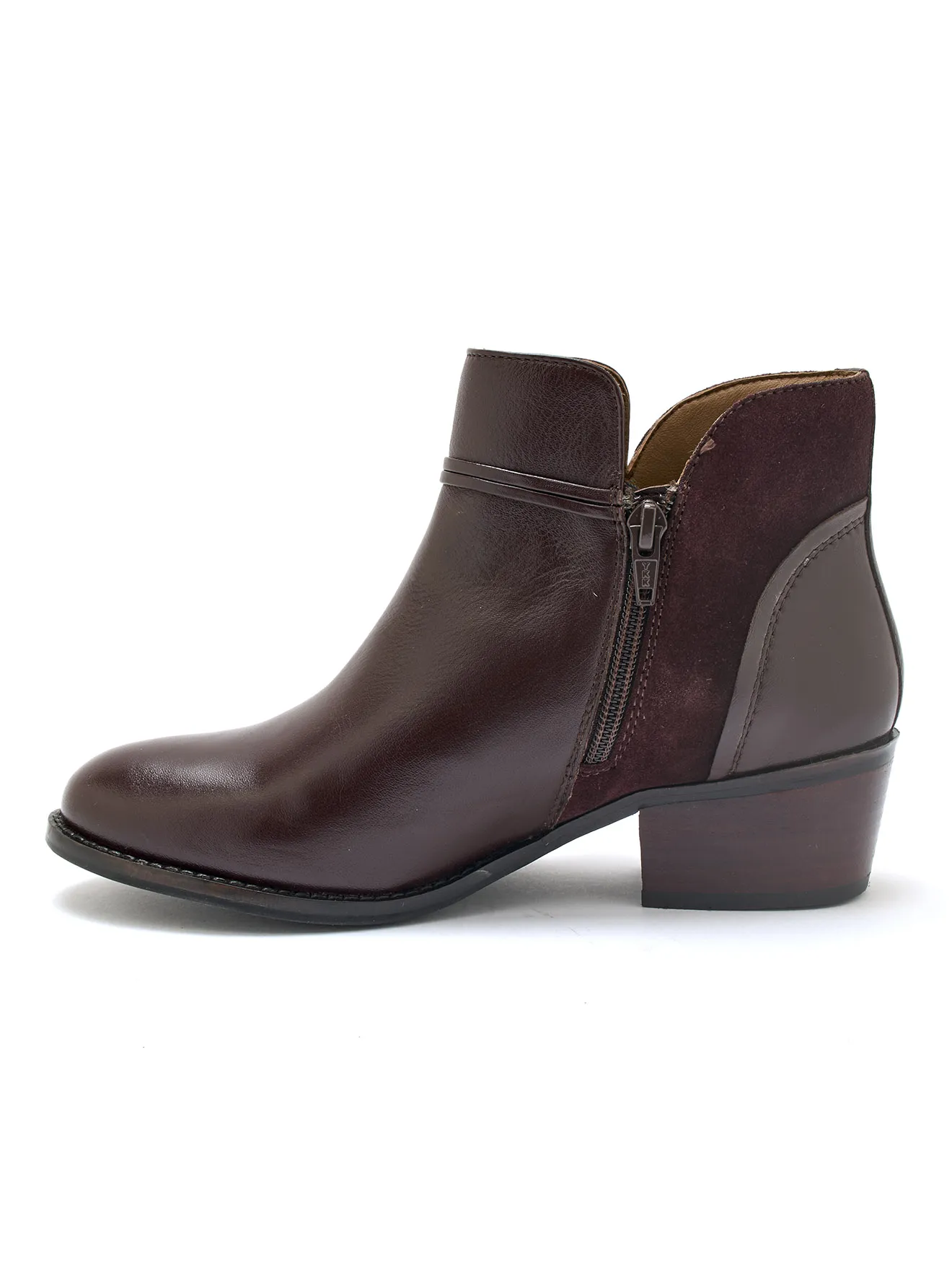 Boots zippées cuir lisse et cuir velours