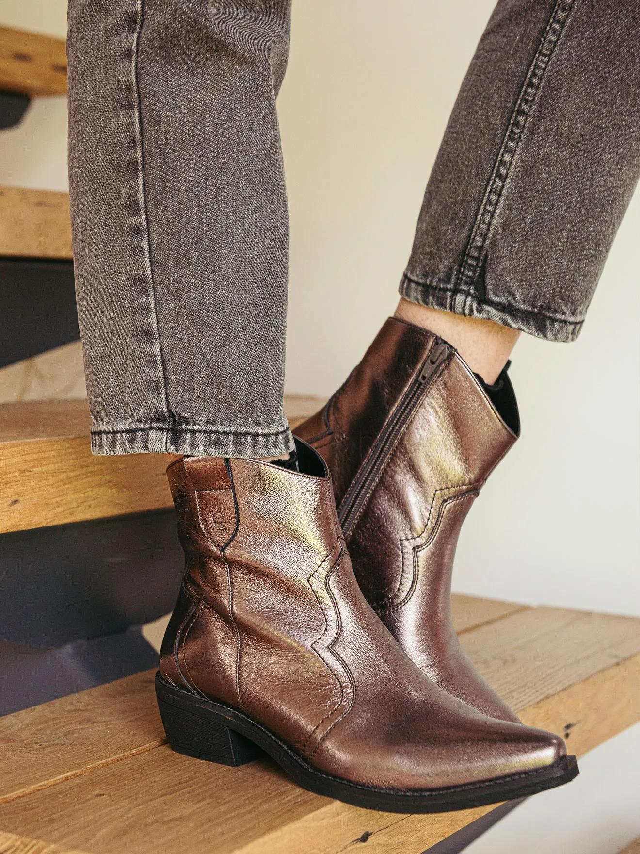 Boots zippées cuir souple