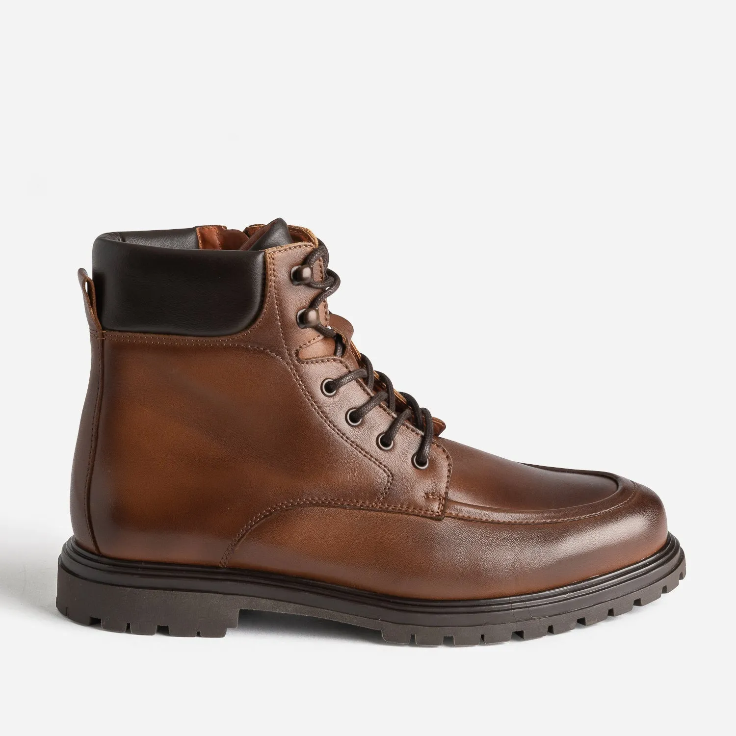 Boots à lacet cognac en cuir - Boots Homme | ERAM